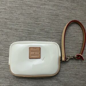 Dooney & Bourke Cream Wristlet with Red and Tan Strap